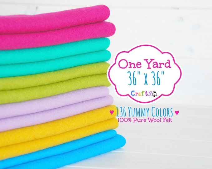 Featured listing image: Choose your Color - 1 Yard - 100%  Merino Wool Felt by the Yard - 36" X 36" - Choose your Color - 1 Yard - Felt by the Yard - FINAL SALE