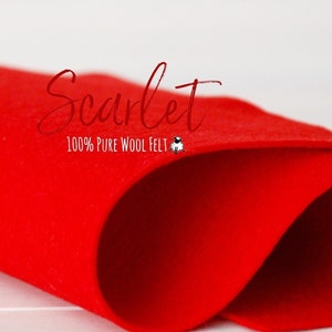 Scarlet Red Merino Wool Felt: Soft Craft Fabric - 18&quot; x 36&quot;