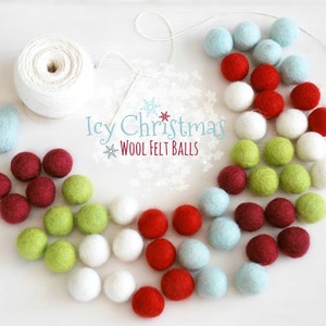 Christmas Wool Felt Balls: Icy Holiday Garland Decor (50 pc)