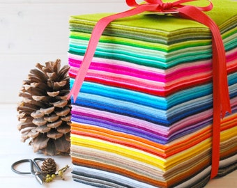 Merino Wool Felt - 130 Color Fabric Bundle, 5" Squares