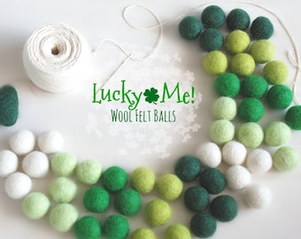 Lucky Me Felt Balls  - 100% Wool Felt Balls - 50 Wool Felt Balls - St. Patrick's Day Garland - Irish Colors - St. Patrick's Felt balls - Fun