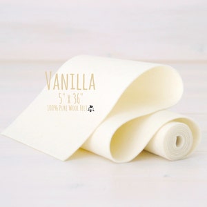 100% Merino Wool Felt Roll - 5" x 36" Felt Roll - Wool Felt Color Vanilla-8010 - Ivory Wool Felt -  Merino Wool Felt - Vanilla Wool Felt