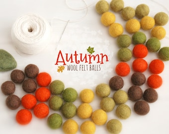 Autumn Bundle Felt Balls - Thanksgiving Felt Garland  - 2cm 100% Wool Felt Balls - 50 Wool Felt Balls - DIY Felt Ball Garland - Fall colors