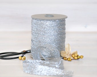 Metallic Braided Ribbon - 5/8 Inch - Silver Ribbon, Wedding Ribbons, DIY Metallic Weddings - Metallic Trims - Silver Metallic Ribbon - Bling