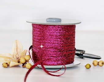 Braided Ribbon 1/8 Inch - 109 Yards Spools - Wedding Ribbon - Berry Metallic Ribbon - DIY Etsy Weddings - Ribbons - Metallic Braided Ribbon