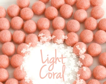 Wool Felt Balls - Size, Approx. 2CM - (18 - 20mm) - 25 Felt Balls Pack - Color Light Coral-4062- 2CM Coral Pom Poms - Coral Wool Felt Balls