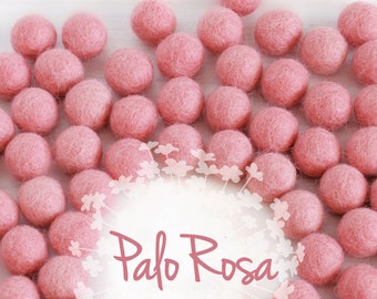 Wool Felt Balls - Size, Approx. 2CM - (18 - 20mm) - 25x 2CM Felt Balls Pack - Color Palo Rosa-4090- 2CM Felt Balls - 2CM Tea Rose Felt Balls