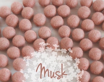 Wool Felt Balls - Size, Approx. 2CM - (18 - 20mm) - 25 Felt Balls Pack - Color Musk-5027-Rosy Brown Felt Balls - 2CM Wool Balls - Rosy Brown