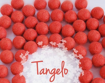 Wool Felt Balls - Size, Approx. 2CM - (18 - 20mm) - 25 Felt Balls Pack - Color Tangelo-5030- 2CM Tangelo Felt Balls - Deep Orange Felt Balls