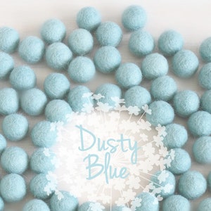 Dusty Blue Wool Felt Balls: 2cm Handmade Pom Poms, 25 Pack