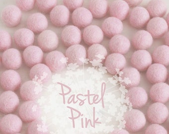 Wool Felt Balls - Size, Approx. 2CM - (18 - 20mm) - 25 Felt Balls Pack - Color Pastel Pink-4010- 2CM Felt Balls - Felt Pom Poms - Pink Beads