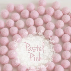 Wool Felt Balls - Size, Approx. 2CM - (18 - 20mm) - 25 Felt Balls Pack - Color Pastel Pink-4010- 2CM Felt Balls - Felt Pom Poms - Pink Beads