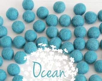 Wool Felt Balls - Size, Approx. 2CM - (18 - 20mm) - 25 Felt Balls Pack - Color Ocean-2070- 2CM Felt Balls - Felt Pom Pom - Blue Felt Balls