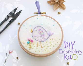 Bird Embroidery Patterns - DIY Embroidery Kit - Kid's Cute Stitching Patterns - DIY Beginners Stitching Kit - Iron On Bird - DIY