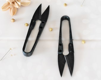 Black Embroidery Snips - Thread Snips - Approx. 4" x 3/4" - Small Black Snips - Black Snips - U Shape Sharp Snips - Black Thread Snips