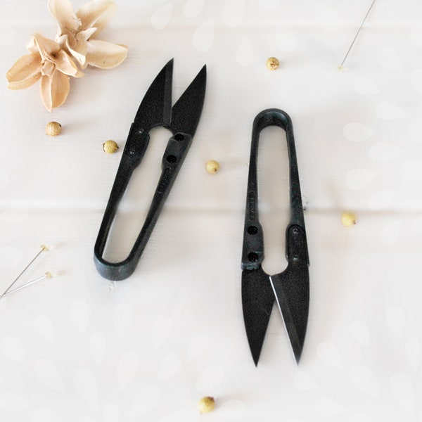 Black Embroidery Snips - Thread Snips - Approx. 4" x 3/4" - Small Black Snips - Black Snips - U Shape Sharp Snips - Black Thread Snips