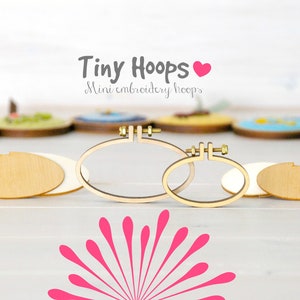 DIY Mini Embroidery Hoop Kits - Pack of 2 - 45mm x 27mm & 62mm x 34mm - DIY Mini Oval Hoop Kits - Necklace Mini Oval Hoop Kit - Brooch Kit