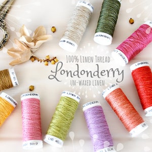 Linen Embroidery Thread - Non waxed Linen Thread - 100% Linen 50/3 - Londonderry Thread - Smooth Linen Thread - Londonderry Linen Thread