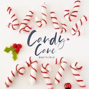 Felted Candy Cane - Wool Felt Candy Cane - DIY Garland Candy Cane - Christmas Decoration - Holiday Decor - 4.5CM Candy Cane - Holiday Decor