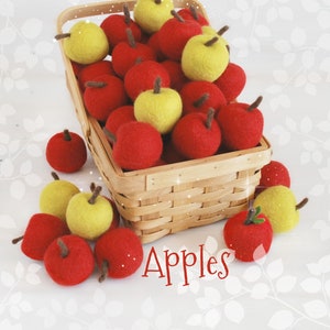 Gevilte wollen appels: rood en groen feestdecor (2&quot; x 2,5&quot;)