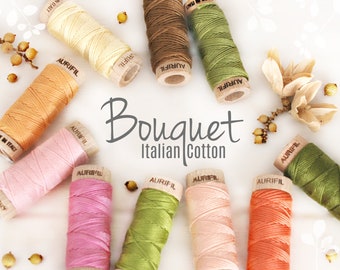 Embroidery Cotton Floss - Aurifil Cotton Floss - Aurifloss Embroidery Thread - Colorful Embroidery Floss - 6 Strands - Bouquet Flower Colors