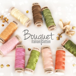 Aurifil Egyptian Cotton Embroidery Floss: Bouquet Flower Colors, 18 Yards