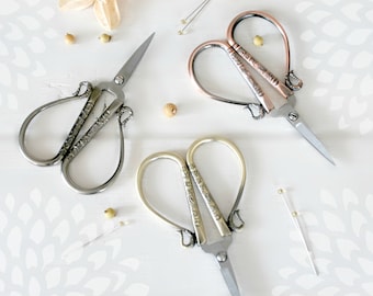 Vintage Embroidery Scissors - Small Scissors- Rose Gold Shears - Rose Gold Scissors - Gold Vintage Scissors - Silver Vintage Small Snips