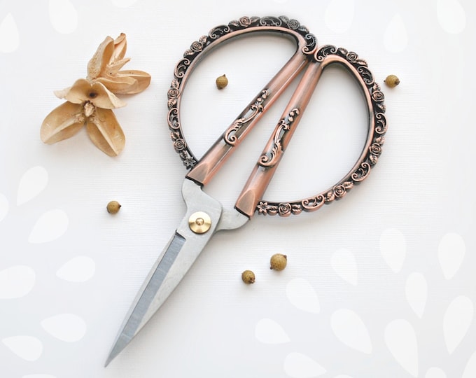 Embroidery Scissors Rose Gold Scissors Large Lace Flower | Etsy