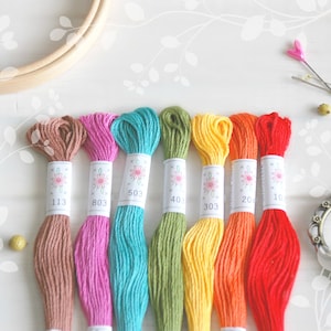 Fruktsallad Broderigarnpalett: 7 bomullsnystan från Sublime Stitching