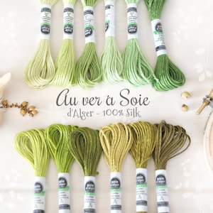 Au Ver a Soie Silk Thread: Green Embroidery Stitching, 5.5 Yards