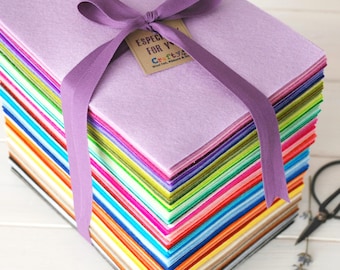 Wool Felt Gift Pack - 100% Wool Felt Bundle - 130 Colors of 5" x 5" wool felt pieces - Merino Wool Felt - Small Sheets Wool Felt- Final Sale