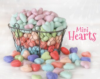 Mini Hearts - Mini Stars - 10 Wool Felt Hearts or Stars - Size Approx. 1" x 1" - 10 Felted Mini Stars - Pastel Colors - Mini Wool Hearts