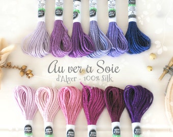 Silk Thread - Au Ver a Soie Silk Thread - 100% Silk Thread Shades of Purple - Lilac Silk Thread - Violet Color Thread - French d'Alger Silk