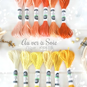 Au Ver a Soie Silk Thread: Yellow, Orange Embroidery Thread