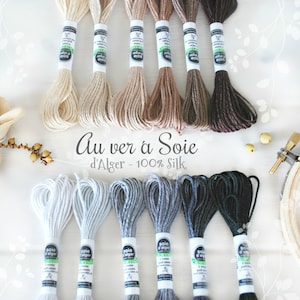 Silk Thread - Au Ver a Soie Silk Thread - 100% Silk Thread Shades of Brown - Skin Color Silk Floss - Shades of Gray Silk Thread - d&#39;Alger