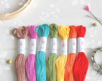 Embroidery Floss "Fruit Salad Pallete" - 7 Skeins Pack - Embroidery Thread by Sublime Floss - Embroidery Thread - Sublime Stitching - Floss