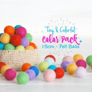 Colorful Wool Felt Balls: 1.5cm Handmade Pom Poms - Single Color Pack
