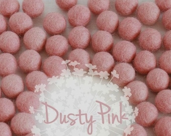 Wool Felt Balls - Size, Approx. 2CM - (18 - 20mm) - 25 Felt Balls Pack - Color Dusty Pink-4005 - 2CM Felt Balls - Felt Pom Poms - Pink Beads