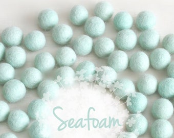 Wool Felt Balls - Size, Approx. 2CM - (18 - 20mm) - 25 Felt Balls Pack - Color Seafoam-1065- Wool Felt Poms - Sea-Foam Felt Balls - Sea-foam