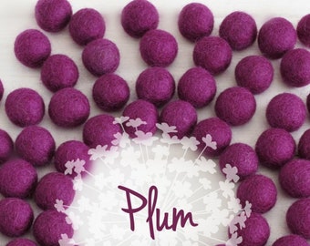 Wool Felt Balls - Size, Approx. 2CM - (18 - 20mm) - 25 Felt Balls Pack - Color Plum-3040 - Felt Balls - Felt Pom Poms - Plum Felt Balls