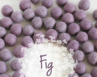 Wool Felt Balls - Size, Approx. 2CM - (18 - 20mm) - 25 Felt Balls Pack - Color Fig-3043 - Smokey Lilac Poms - Fig color Felt Balls - Pom pom