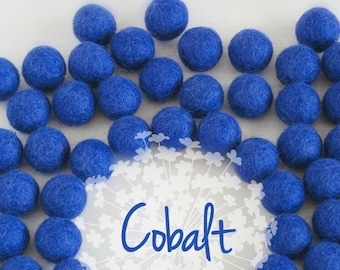 Wool Felt Balls - Size, Approx. 2CM - (18 - 20mm) - 25 Felt Balls Pack - Color Cobalt-2100 - Felt Balls - Pom Poms - Royal Blue Felt Balls