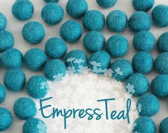Wool Felt Balls - Size, Approx. 2CM - (18 - 20mm) - 25 Felt Balls Pack - Color Empress Teal-2013- 2CM Teal Felt Balls - Dark Teal Felt Balls