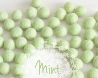 Wool Felt Balls - Size, Approx. 2CM - (18 - 20mm) - 25 Felt Balls Pack - Color Mint-1010 - Wool Felt Pom Pom - Soft Green Felt Balls