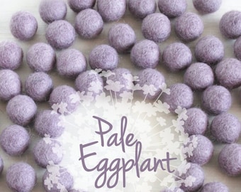 Wool Felt Balls - Size, Approx. 2CM - (18 - 20mm) - 25 Felt Balls Pack - Color Pale Eggplant-3045- Smokey Lilac Poms - Frozen Lilac Balls