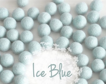 Wool Felt Balls - Size, Approx. 2CM - (18 - 20mm) -25 Felt Balls Pack- Color Ice Blue-2010 - Wool Felt Pom Pom - Ice Blue Felt Balls - Beads