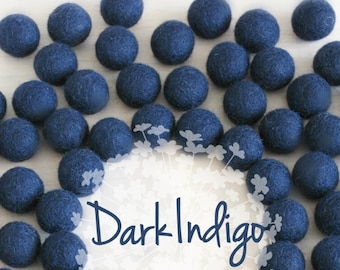 Wool Felt Balls - Size, Approx. 2CM - (18 - 20mm) - 25 Felt Balls Pack - Color Dark Indigo-2095 - Dark Blue Pom Poms - Dark Blue Felt Balls