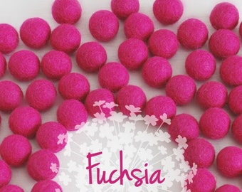 Wool Felt Balls - Size, Approx. 2CM - (18 - 20mm) - 25 Felt Balls Pack - Color Fuchsia-4060 - 2CM Felt Balls - Poms - Fuchsia Felt Balls