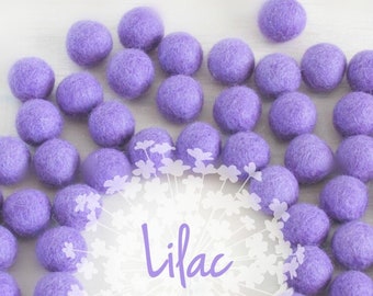 Wool Felt Balls - Size, Approx. 2CM - (18 - 20mm) - 25 Felt Balls Pack - Color Lilac-3050 - Felt Balls - Felt Pom Poms - Lilac Felt Balls
