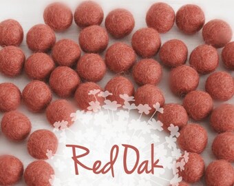 Wool Felt Balls - Size, Approx. 2CM -(18 - 20mm)- 25 Felt Balls Pack -Color Red Oak-4100- Brick Color fetl balls - 2CM Brick Wool Felt Balls